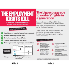 A5 Leaflet:  Employment Rights Bill - Better pay. Secure work. Stronger rights.