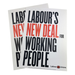 A2 Doubled sided Correx Board Labour's New Deal for Working People and Scottish Labour Unions 
