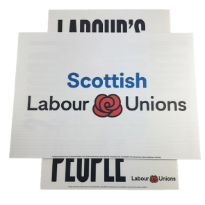 A2 Doubled sided Correx Board Labour's New Deal for Working People and Scottish Labour Unions 
