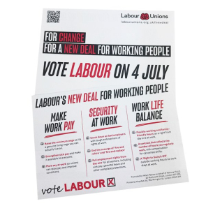 Labour’s New Deal for Working People Double Sided General Election Leaflet (Typography Leaflet)
